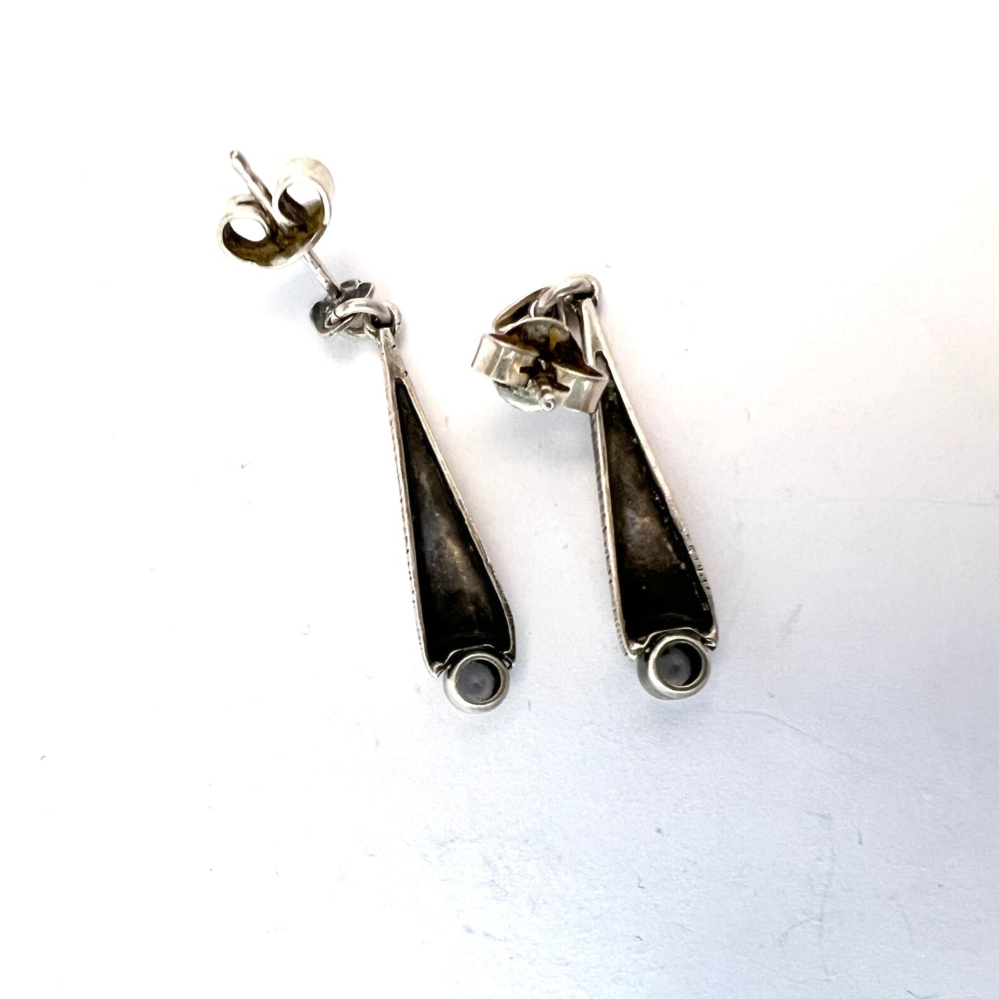 Sten & Laine, Finland. Vintage Sterling Silver Rock Crystal Earrings.