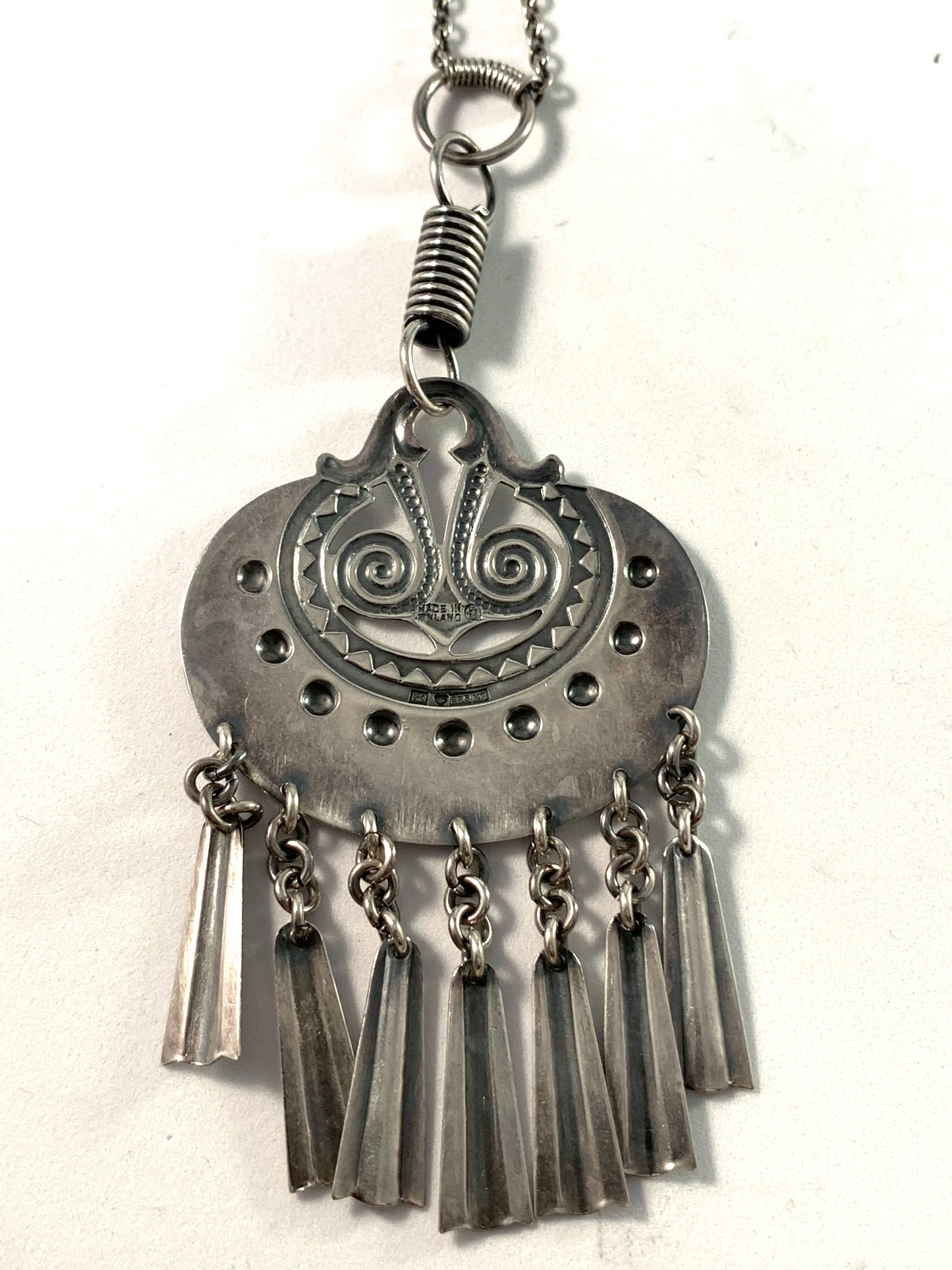 Kalevala Koru Finland 1975 Large Sterling Necklace. Design Moon Goddess