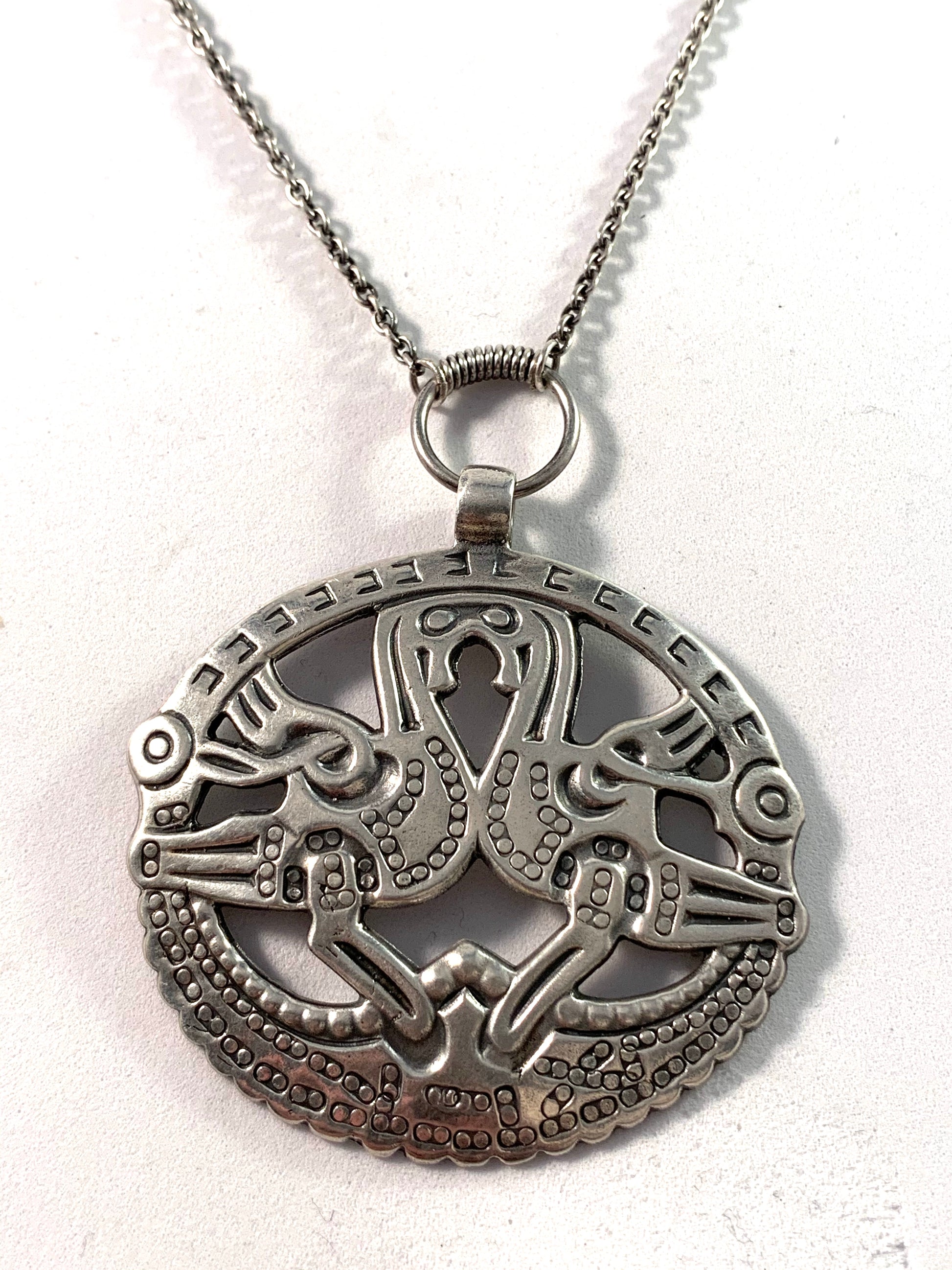 Kalevala Koru, Finland 1970 Large Sterling Pendant Necklace.