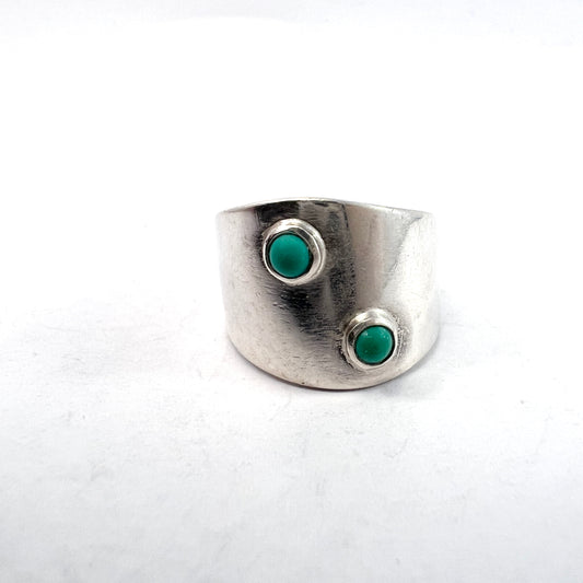Lars Bostrand, Sweden 1958. Vintage Sterling Silver Turquoise Pinky Ring. Signed.