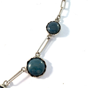 Gustaf Asp, Sweden 1966 Sterling Silver Bergslagen-Stone Long Chain Necklace.