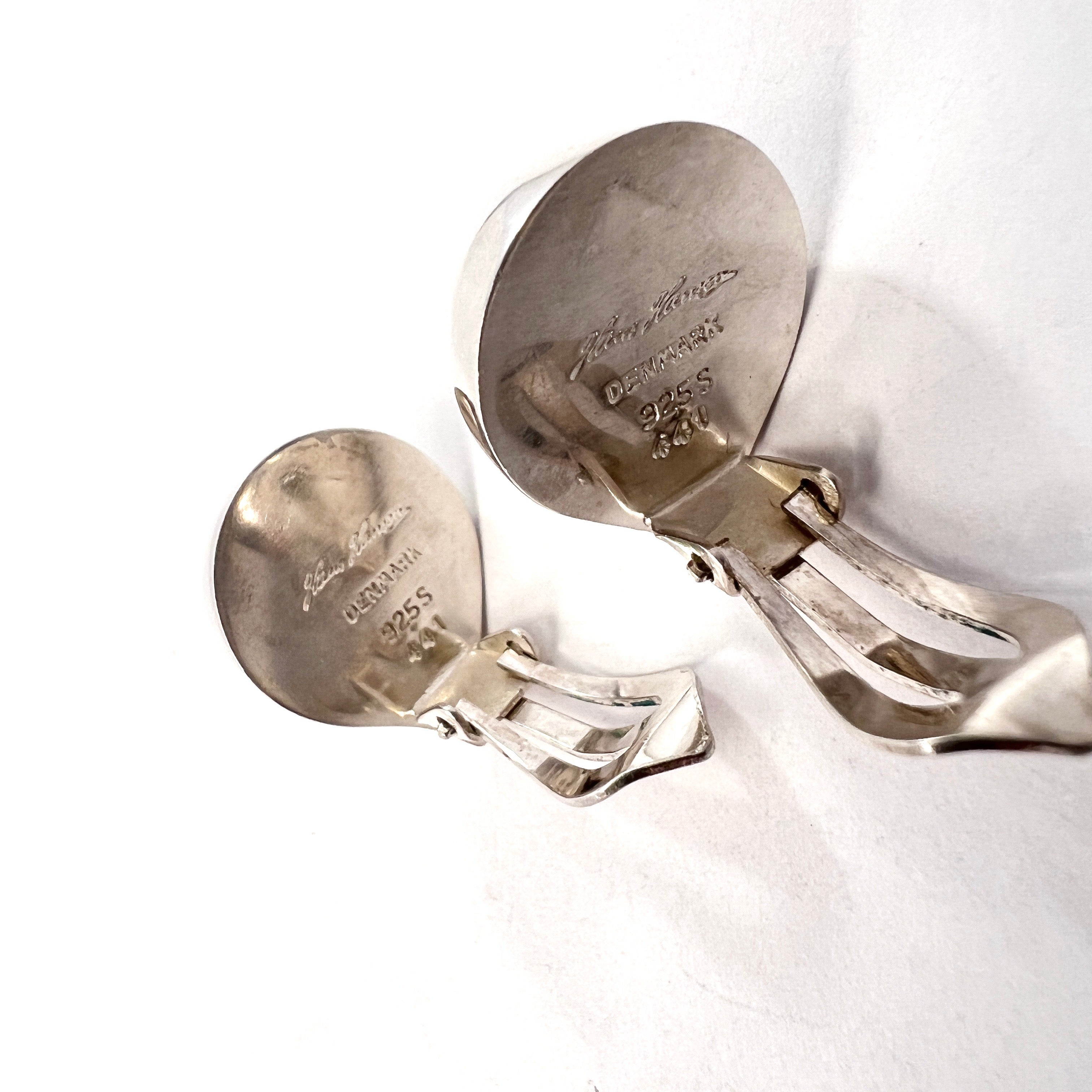 Hans Hansen, Denmark 1960s. Sterling Silver Earrings. Signed. Rare.
