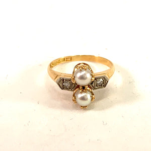 Svedbom, Sweden 1951 Mid Century 18k Gold Diamond Pearl Ring.