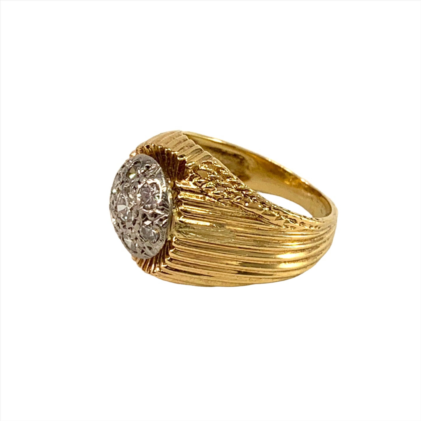 1960s 18k Gold Diamond Dome Cocktail Ring