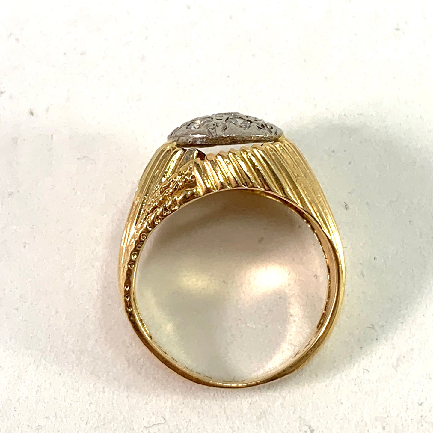 Vintage 1960-70s. 18k Gold Diamond Dome Cocktail Ring