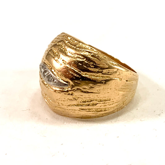 Westerback, Finland 1972 Bold 18k Gold Diamond Dome Ring. 