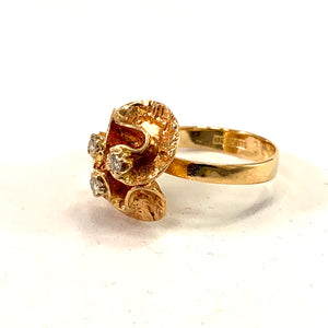 Theresia Hvorslev Sweden 1976, 18k Gold Diamond Water Lily Ring. Signed