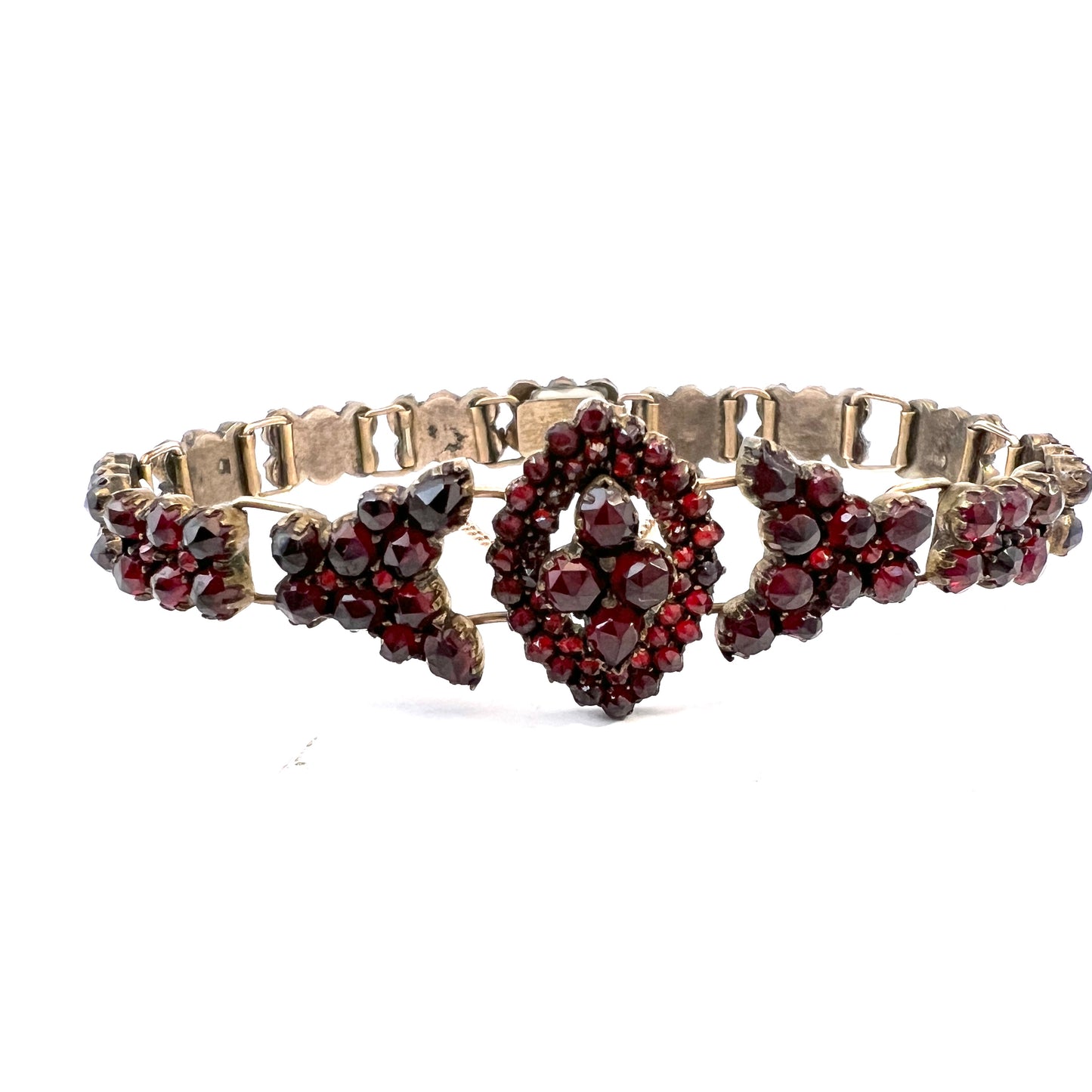 Antique c year 1900. Bohemian Garnet Gilt Metal Bracelet.