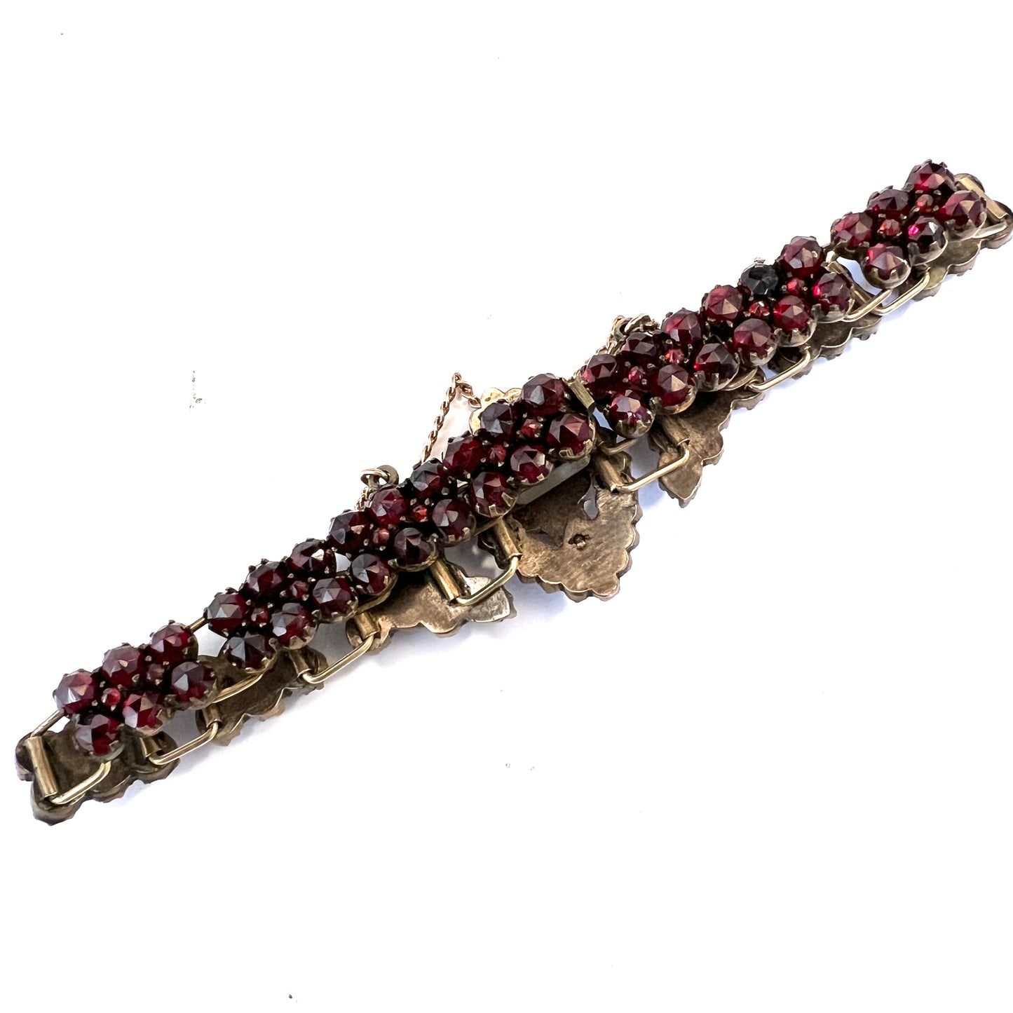 Antique c year 1900. Bohemian Garnet Gilt Metal Bracelet.