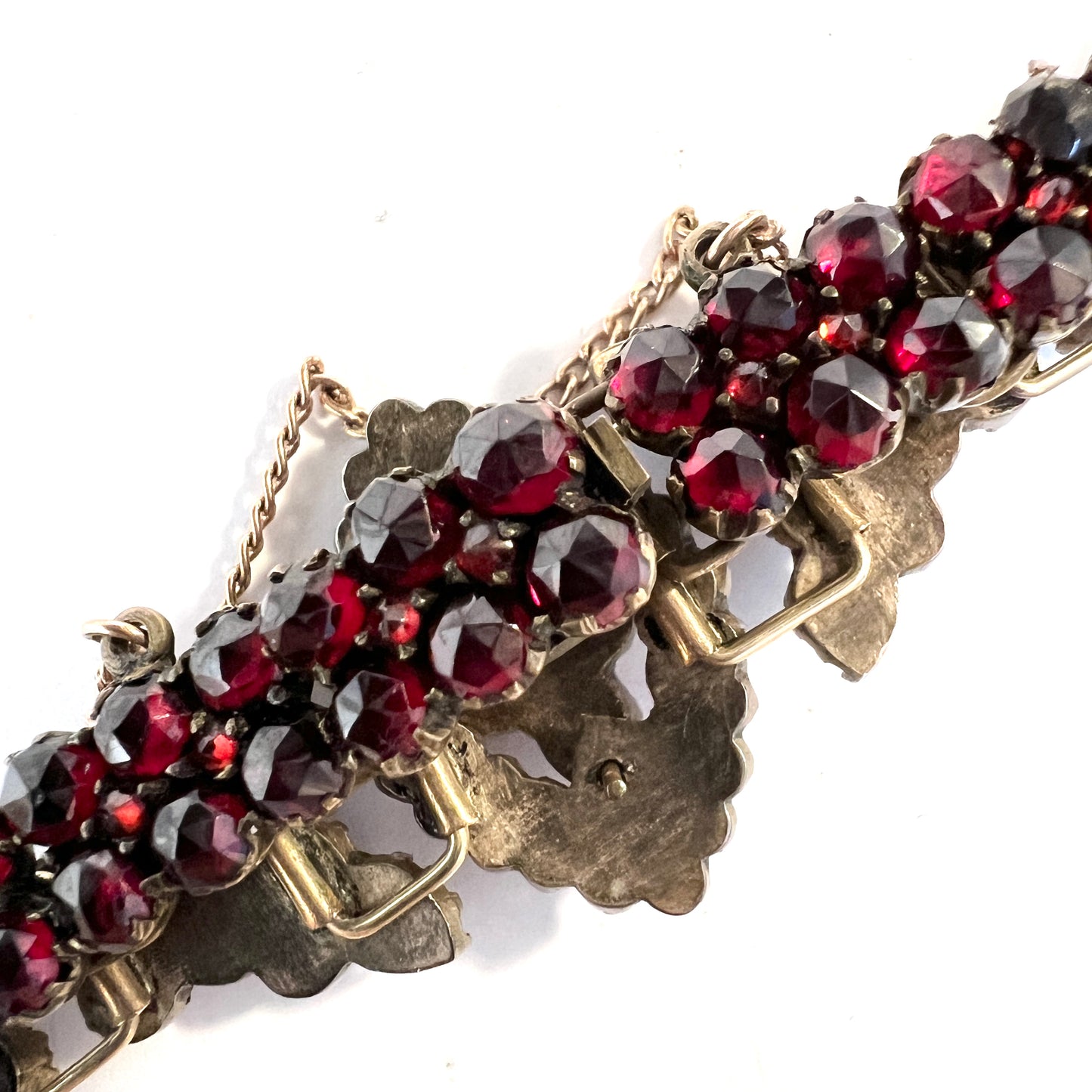 Antique c year 1900. Bohemian Garnet Gilt Metal Bracelet.