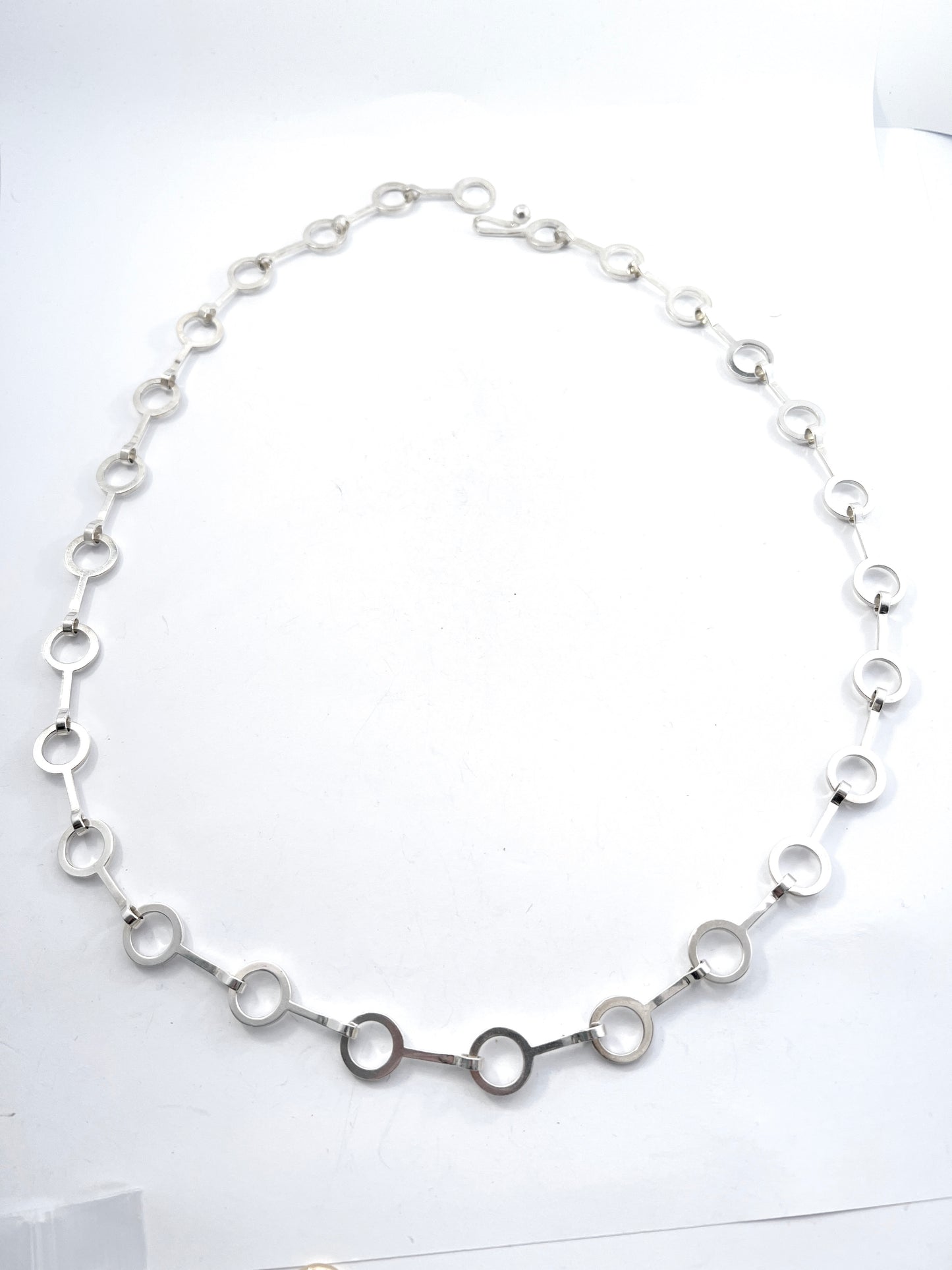 Jorma Laine for Kultateollisuus, Finland 1966. Vintage Sterling Silver Long Necklace. Rare.