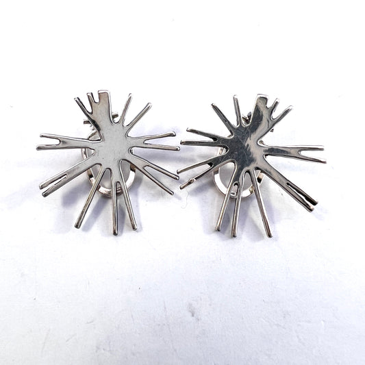 Kultateollisuus Oy, Finland 1971. Vintage Sterling Silver Earrings.