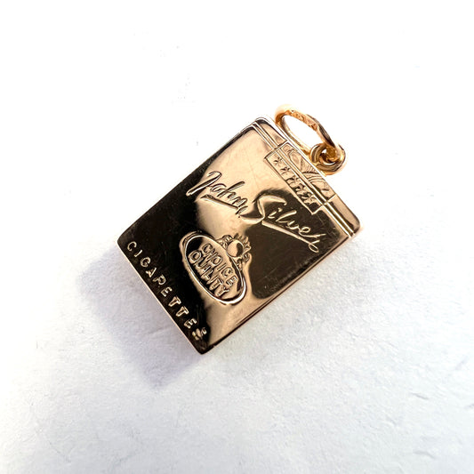 Ceson, Sweden c 1950s. Vintage 18k gold John Silver Cigarette Packet Charm