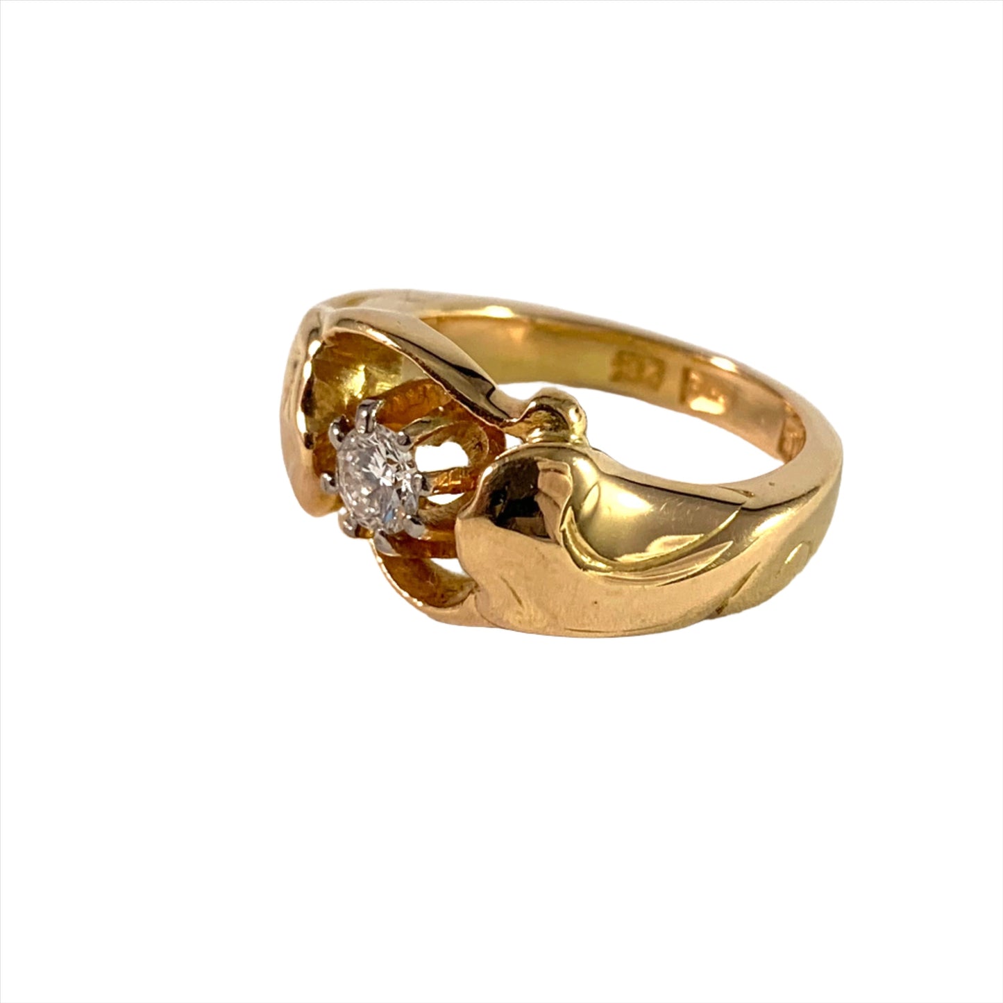 Garmland, Sweden 1950 Massive 18k Gold o.23ct Diamond Ring.