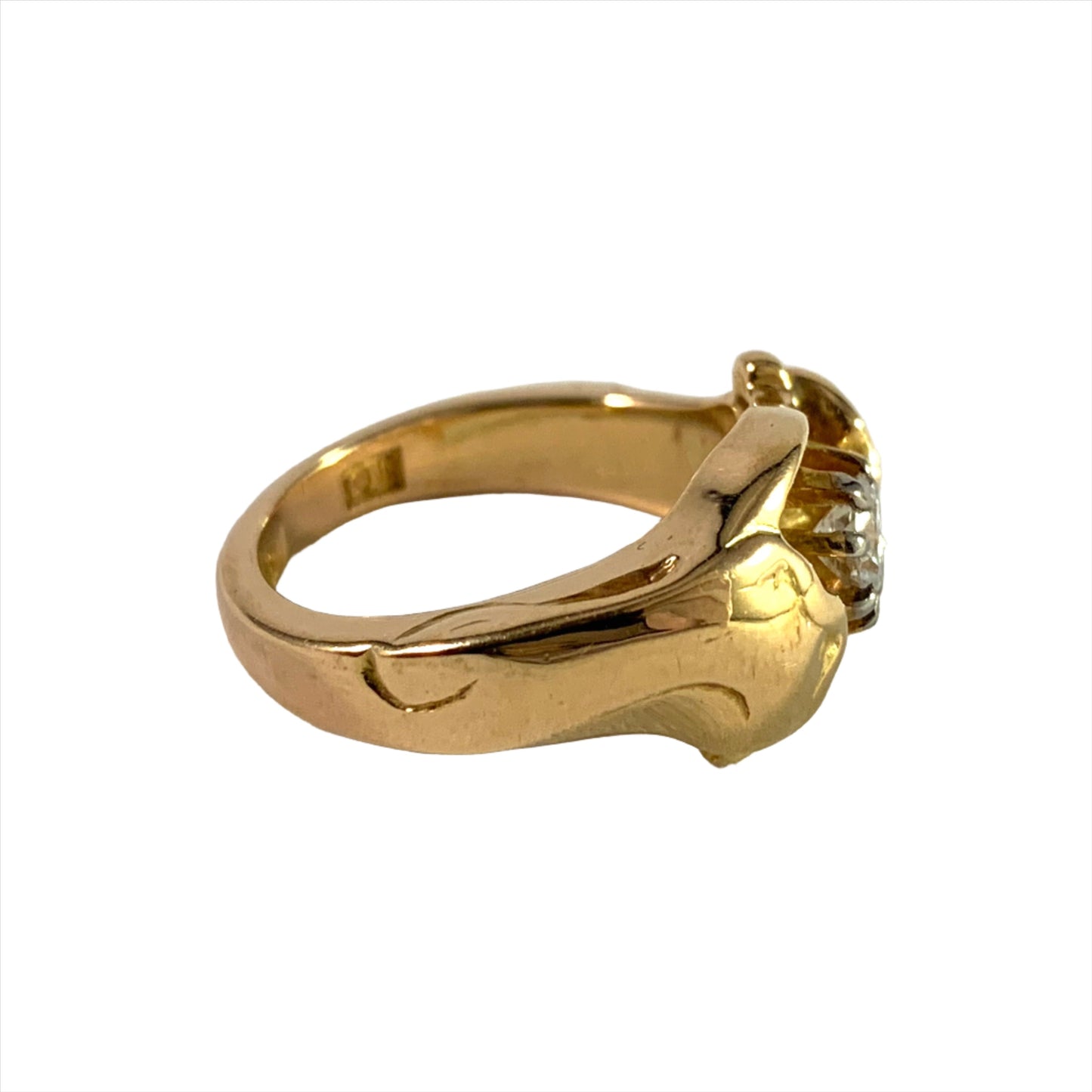 Garmland, Sweden year 1950 Vintage 18k Gold 0.23ct Diamond Ring. 9.15gram