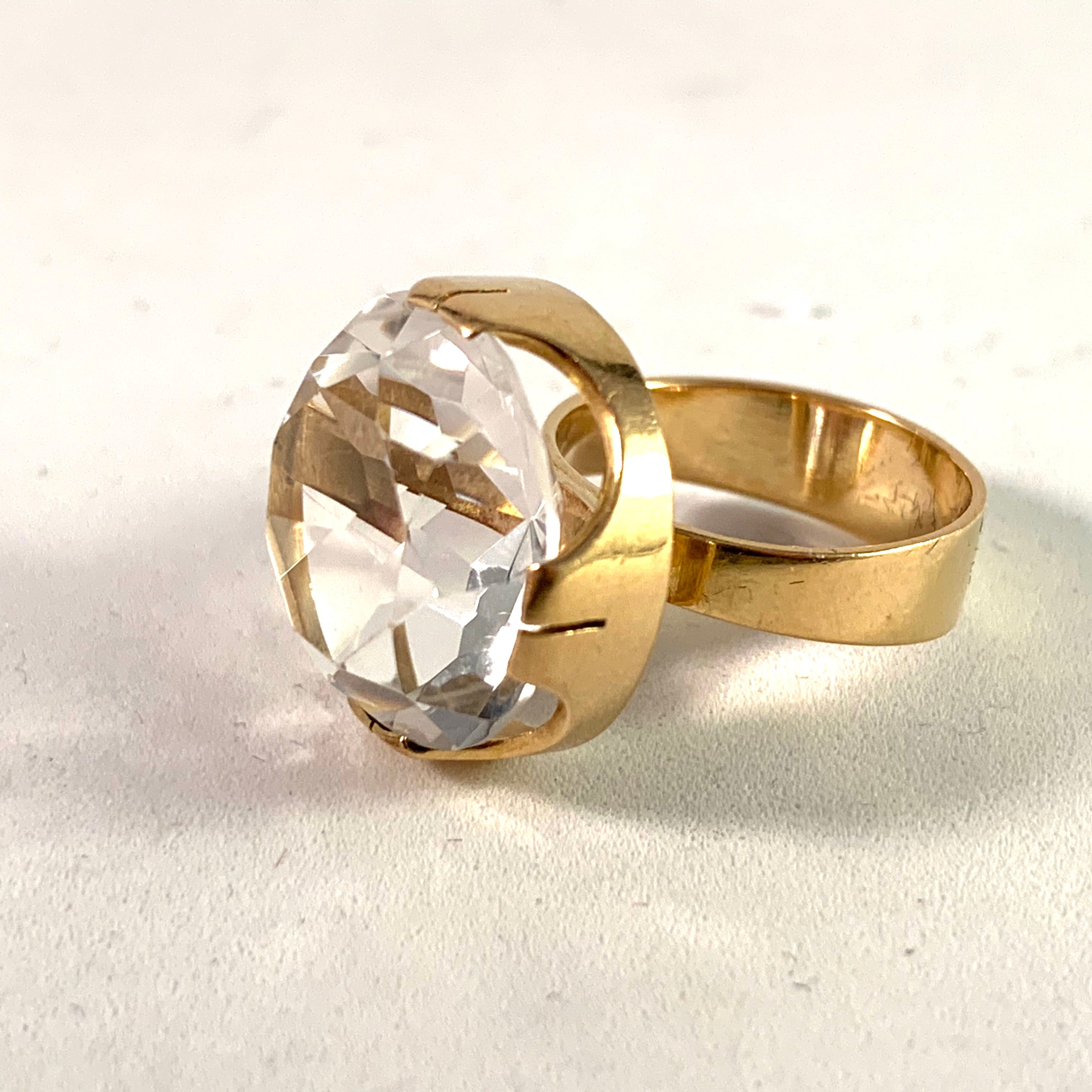 modernist 18k gold rock crystal ring