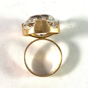 Kaplan, Stockholm 1969 Bold Modernist 18k Gold Rock Crystal Ring