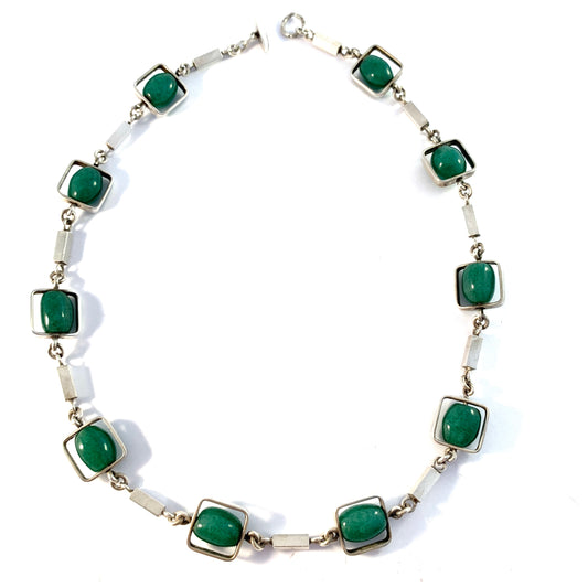 Arvo Saarela, Sweden 1964. Vintage Sterling Silver Aventurine Necklace.