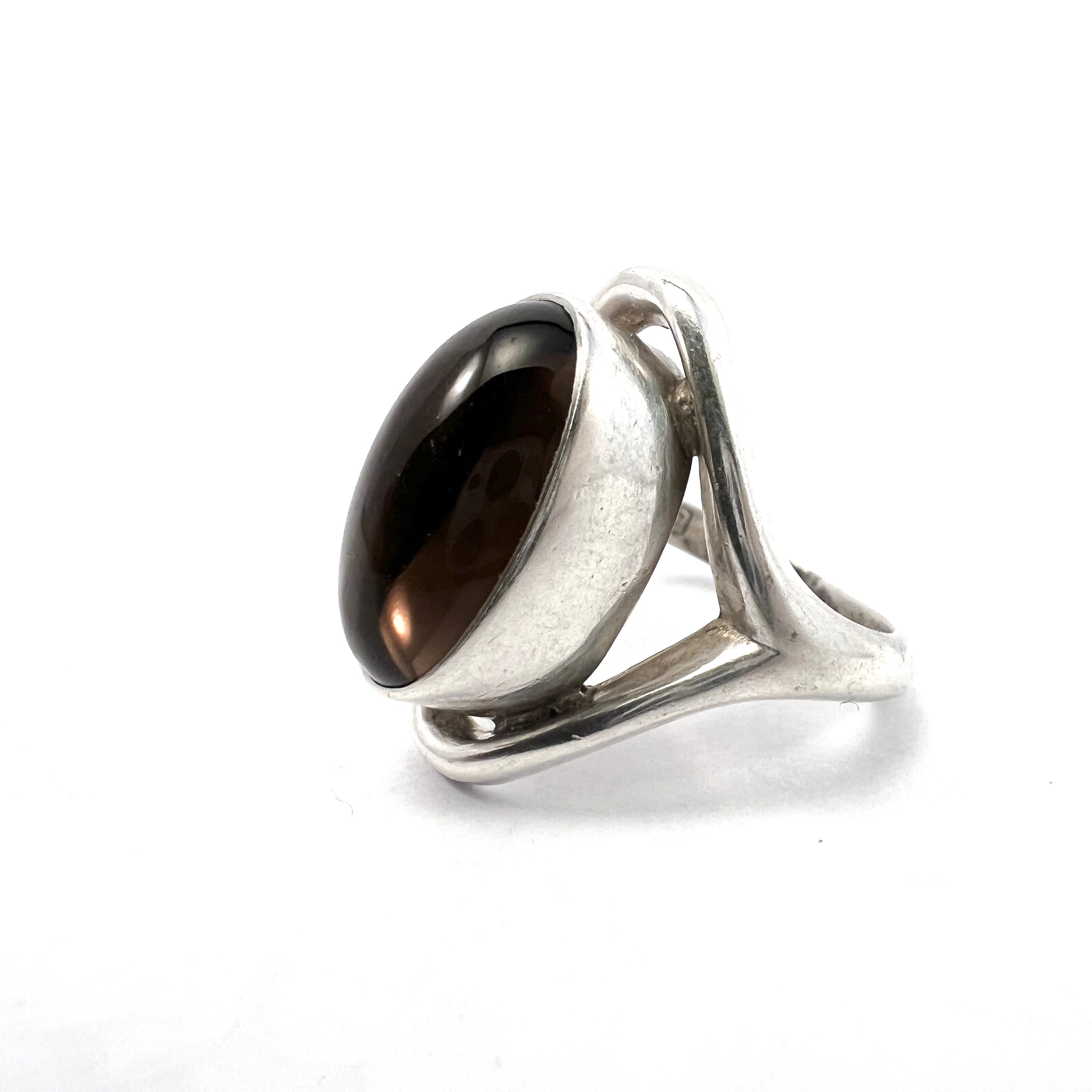 Erik Granit, Finland 1962. Vintage Solid Silver Smoky Quartz Ring.