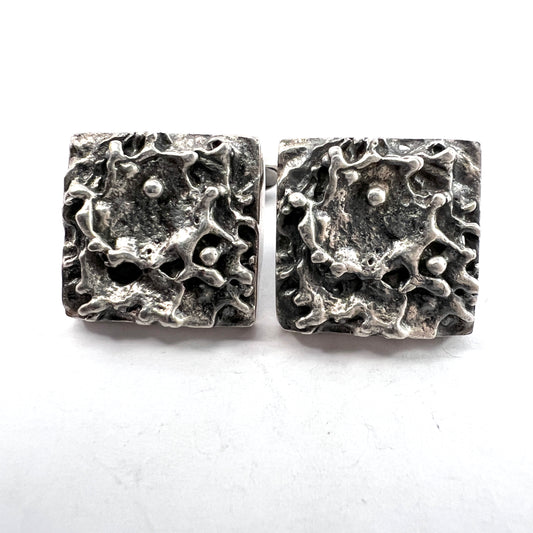 Martti Viikinniemi, Finland 1970. Vintage Modernist Solid Silver Large Cufflinks.
