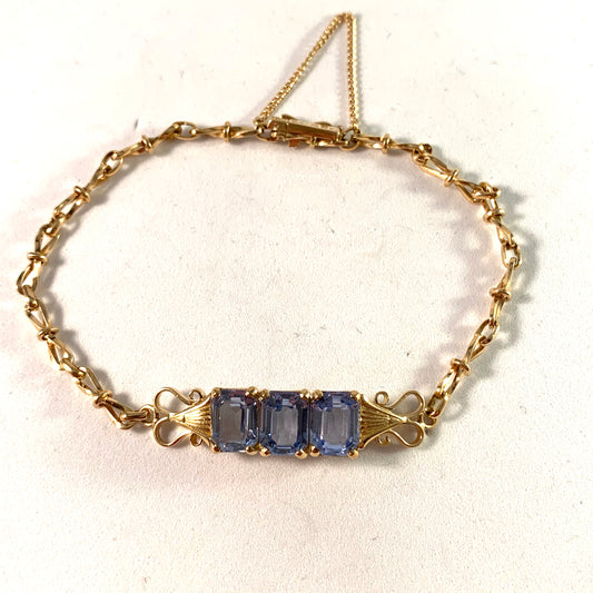 J Petersson, Stockholm 1950 Mid Century 18k Gold Spinel Bracelet.