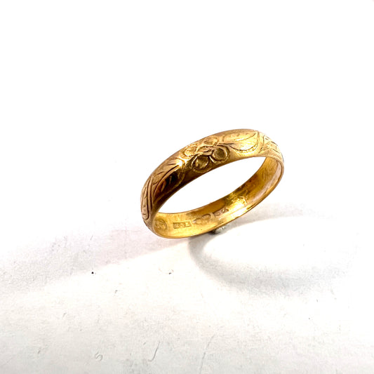 Sweden year 1909. Antique Art Nouveau 23k Gold Wedding Band RIng