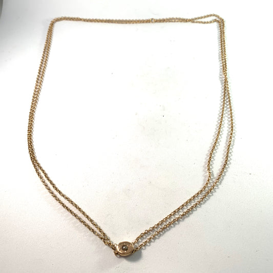 Dahlgren Sweden 1900 Antique 18k Gold Rose Cut Diamond 27.5in Long Two Strand Necklace.