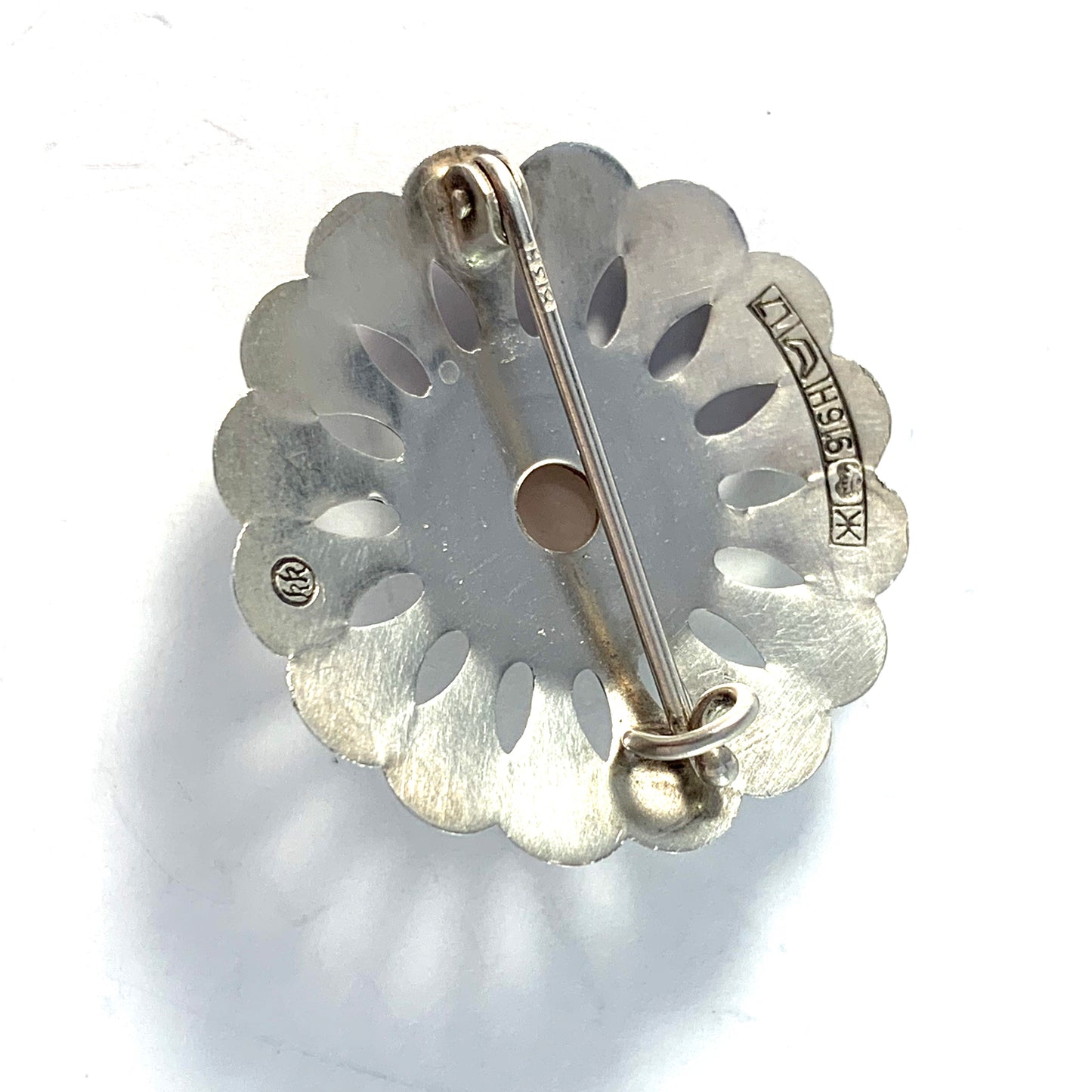 Kalevala Koru, Finland 1964 Sterling Silver Rose Quartz Brooch.