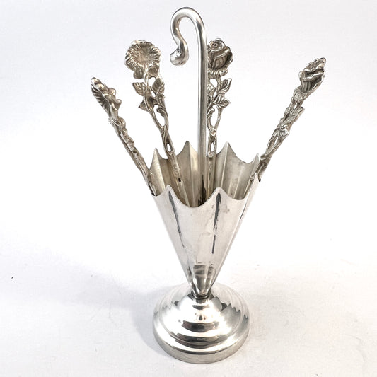 Germany c 1950s. Solid Silver Cocktail Olive Sticks Plus Stand