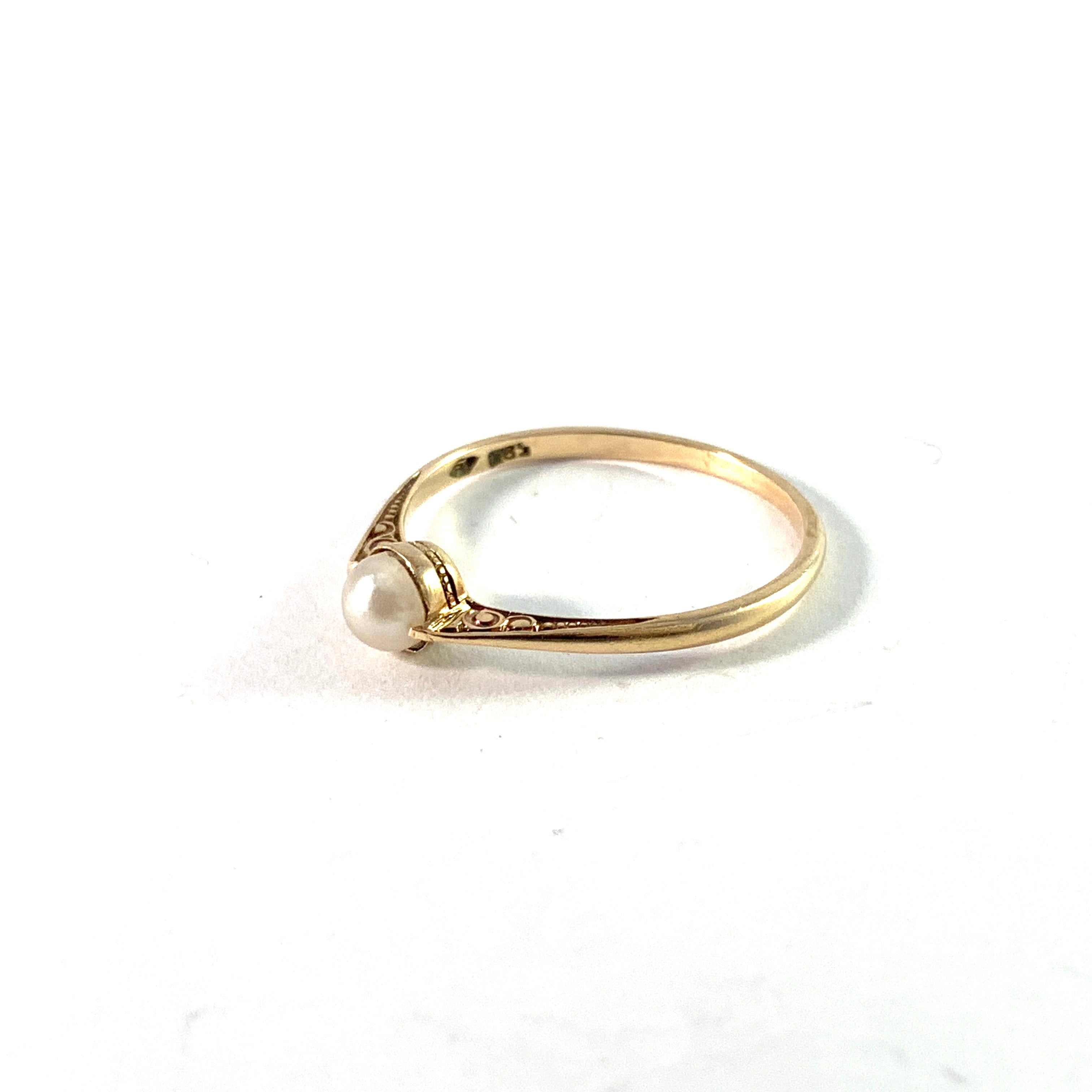 Early to mid 1900s. 14k Gold Cultured Pearl Ring. Prob France.