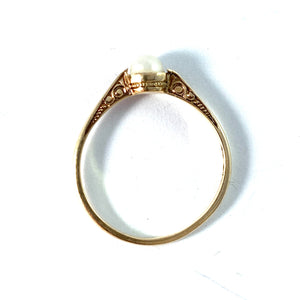Early to mid 1900s. 14k Gold Cultured Pearl Ring. Prob France.