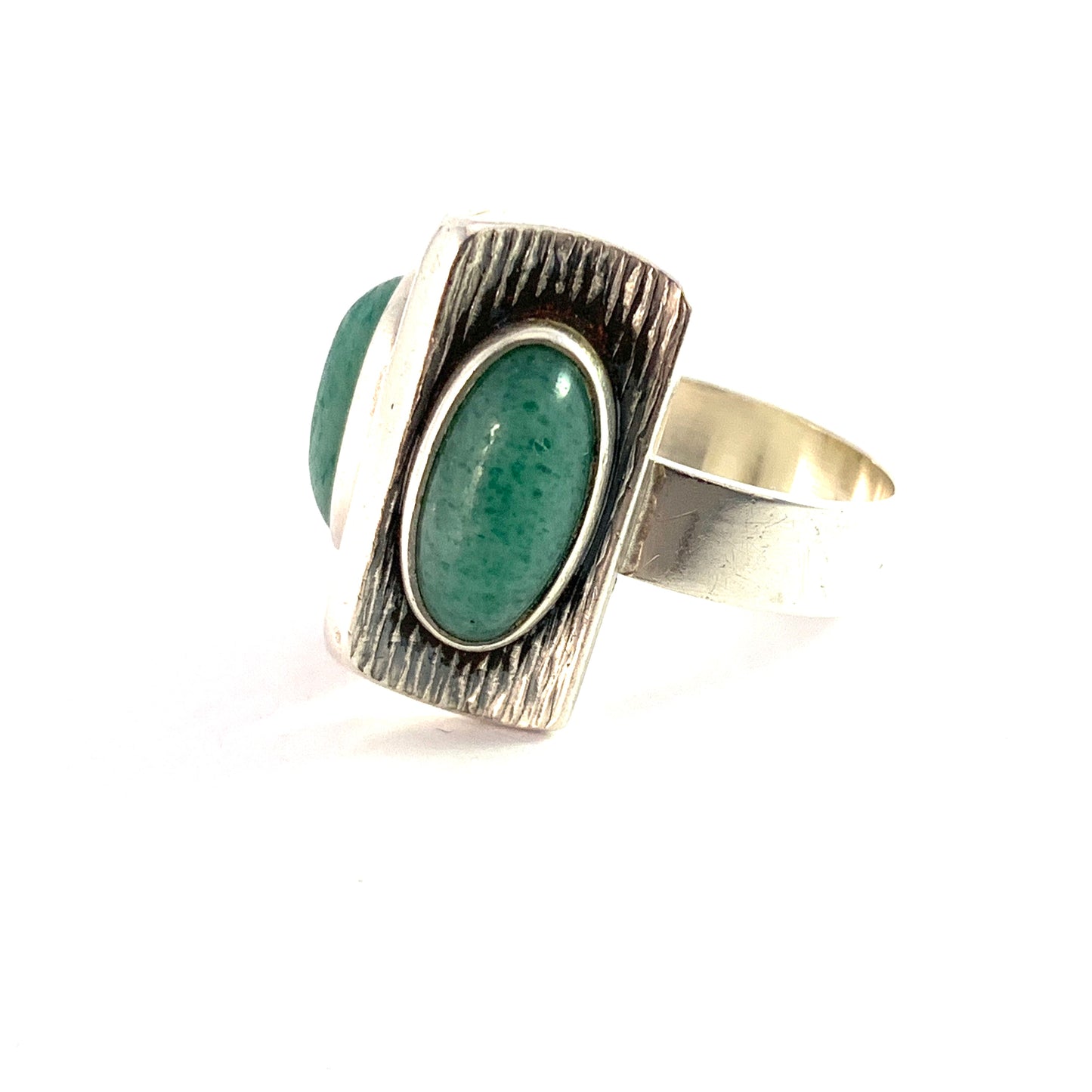 Elis Kauppi,  Kupittaan Kulta Finland 1960s. Sterling Silver Aventurine Ring.