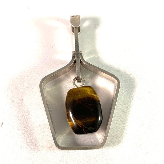 Hedberg, Sweden 1959 Sterling Tiger-Eye Pendant