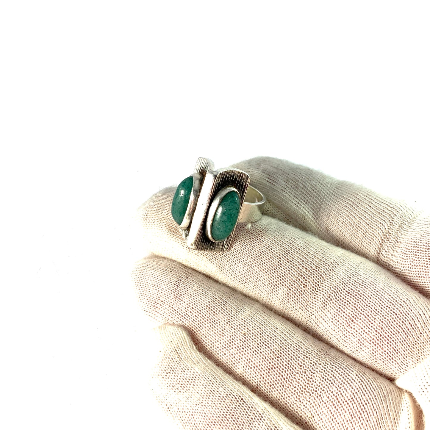 Elis Kauppi,  Kupittaan Kulta Finland 1960s. Sterling Silver Aventurine Ring.