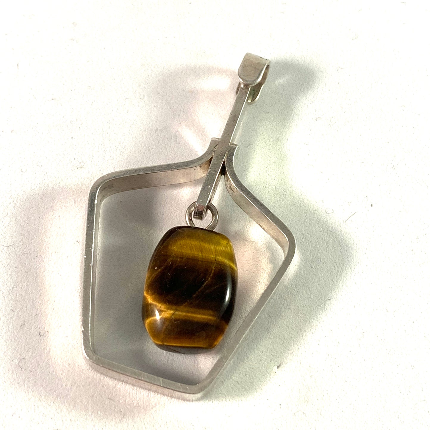 Hedberg, Sweden 1959 Sterling Tiger-Eye Pendant