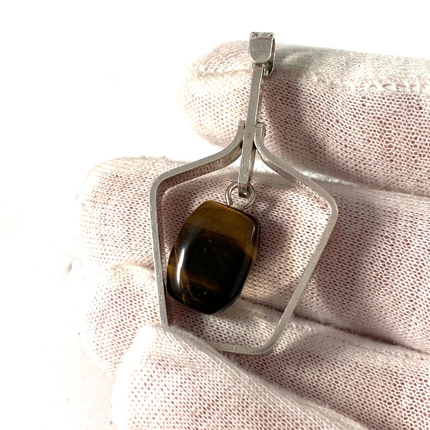 Hedberg, Sweden 1959 Sterling Tiger-Eye Pendant