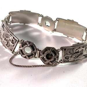 Matsilver, Sweden 1947 Mid Century Egyptian Revival Silver Bracelet.