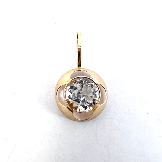 Bengt Hallberg, Sweden 1969. Vintage 18k Gold Rock Crystal Pendant.