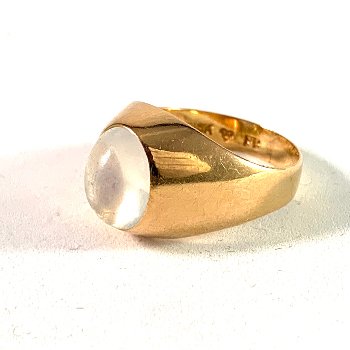 Stockholm year 1956 Mid Century 18 Gold Moonstone Ring.