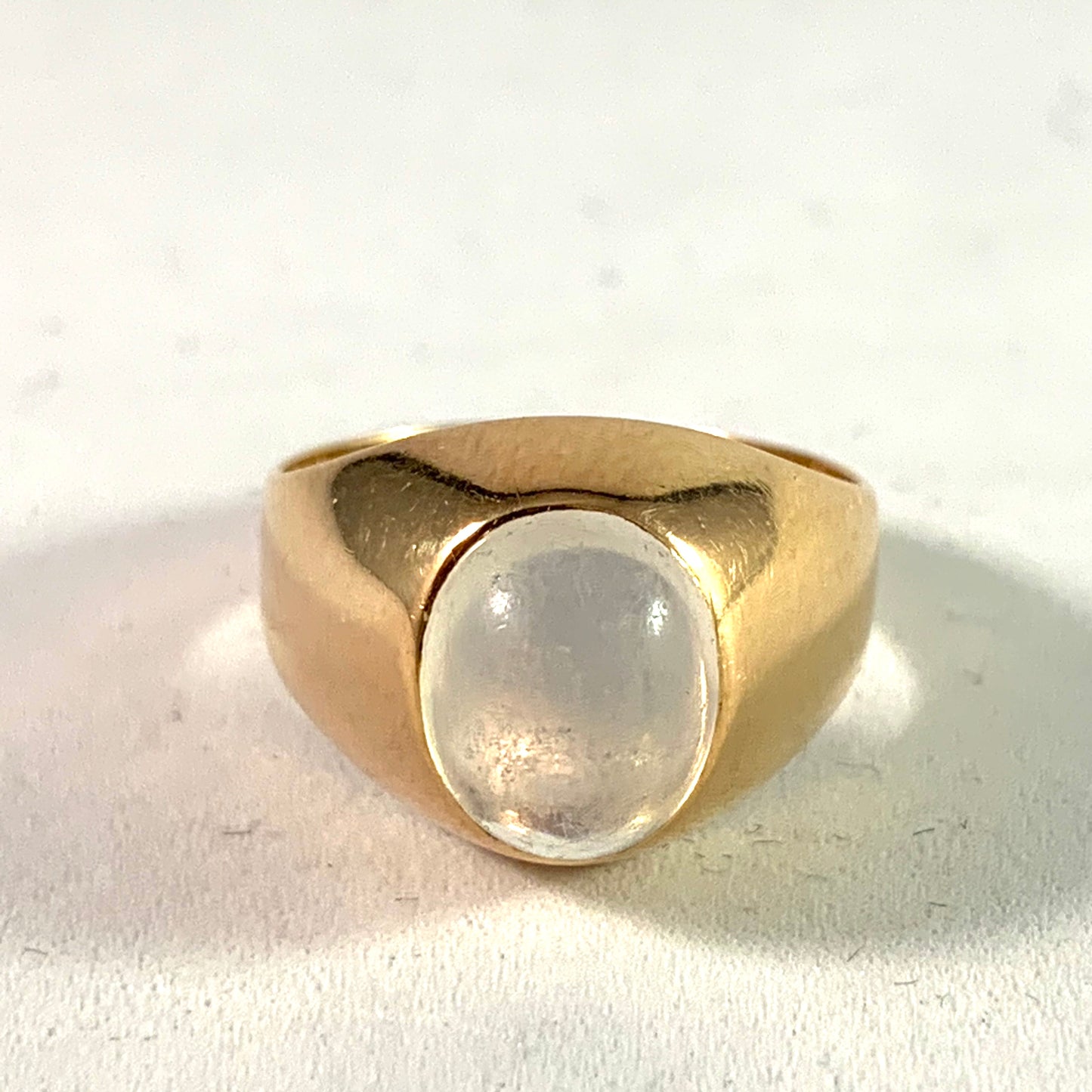 Stockholm year 1956 Mid Century 18 Gold Moonstone Ring.