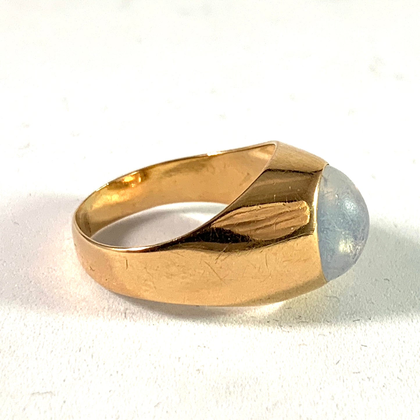 Stockholm year 1956 Mid Century 18 Gold Moonstone Ring.