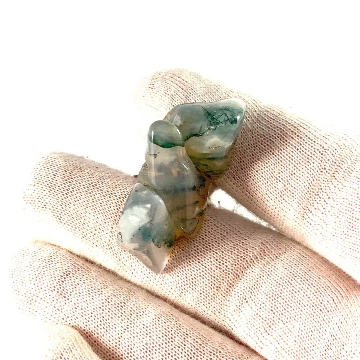Svedbom, Sweden 1969. Sterling Silver Large Moss Agate Ring.