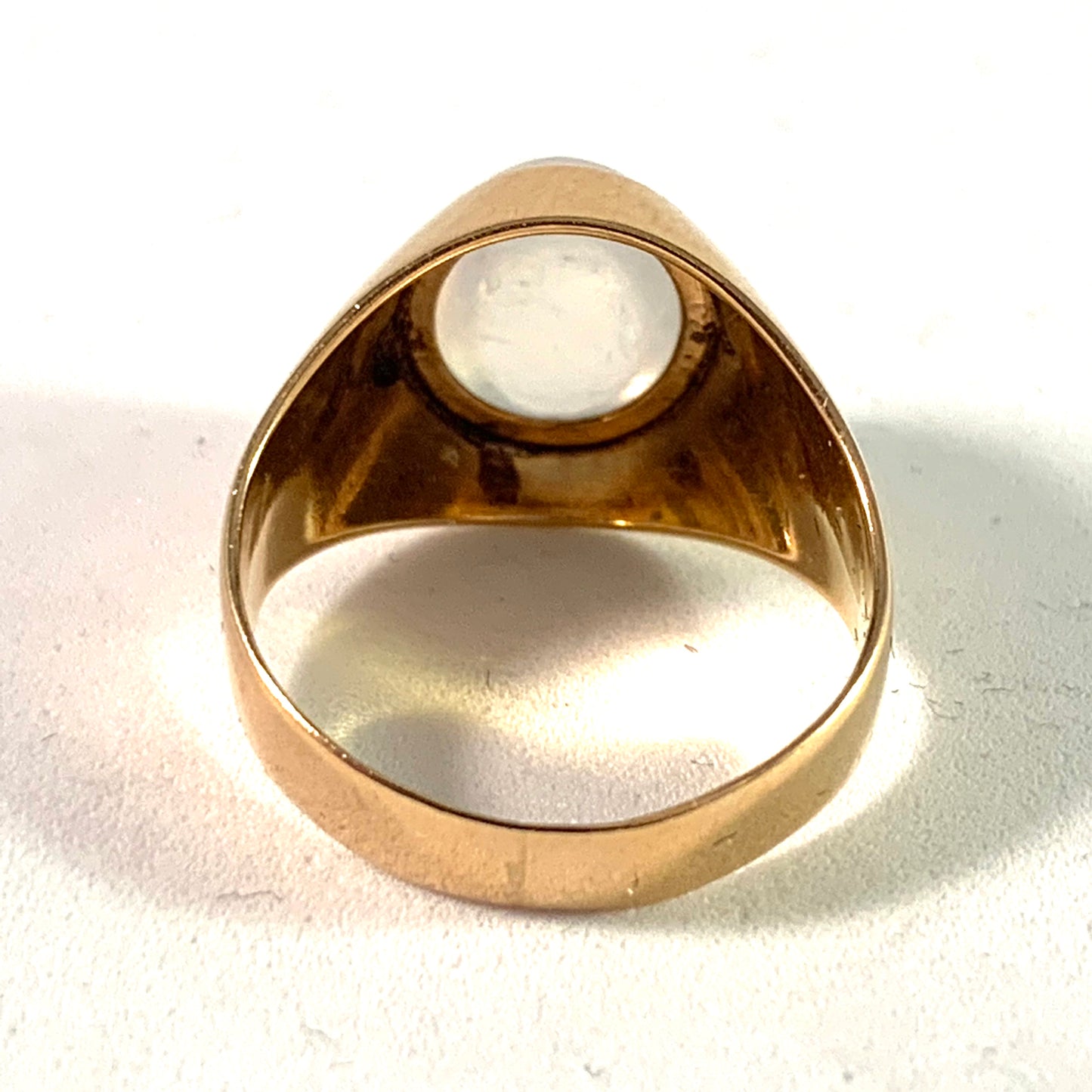 Stockholm year 1956 Mid Century 18 Gold Moonstone Ring.