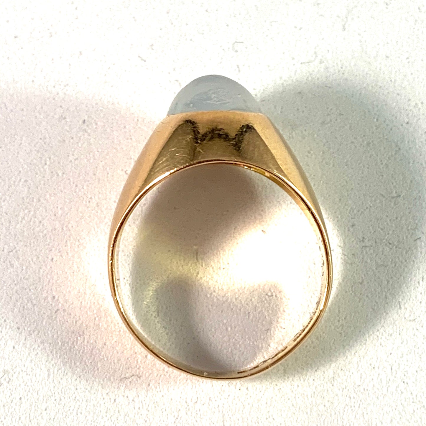 Stockholm year 1956 Mid Century 18 Gold Moonstone Ring.