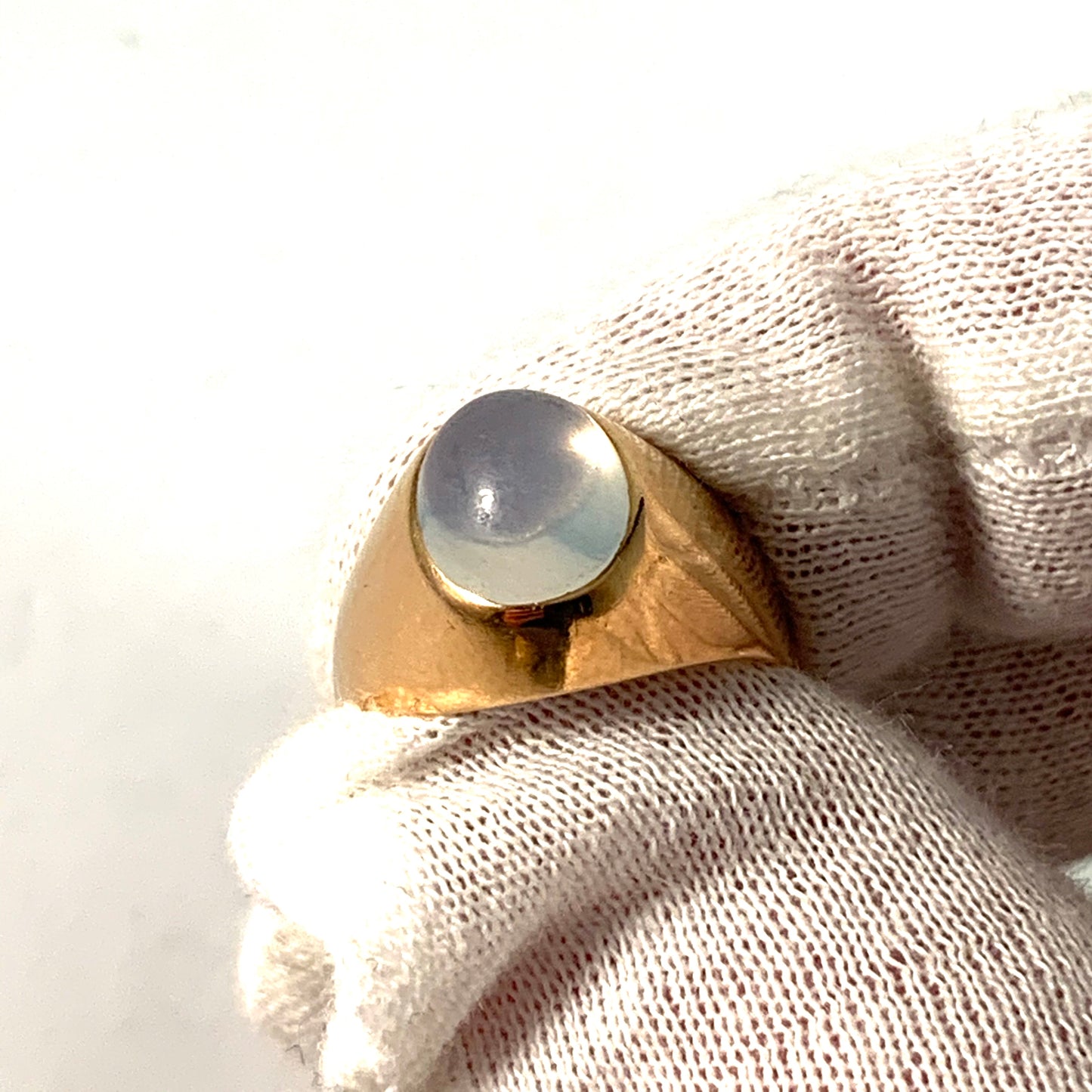 Stockholm year 1956 Mid Century 18 Gold Moonstone Ring.