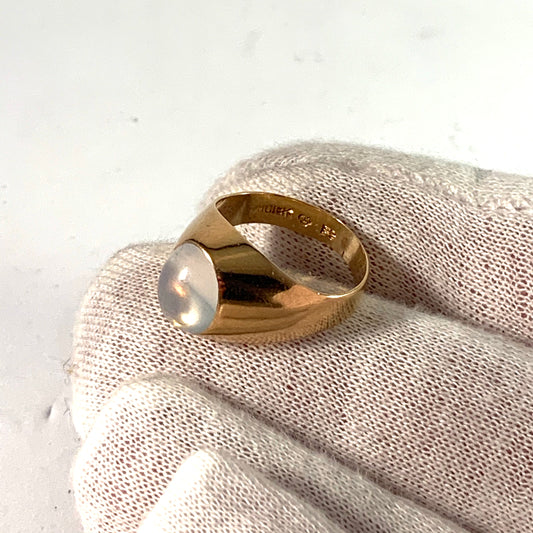 Stockholm year 1956 Mid Century 18 Gold Moonstone Ring.