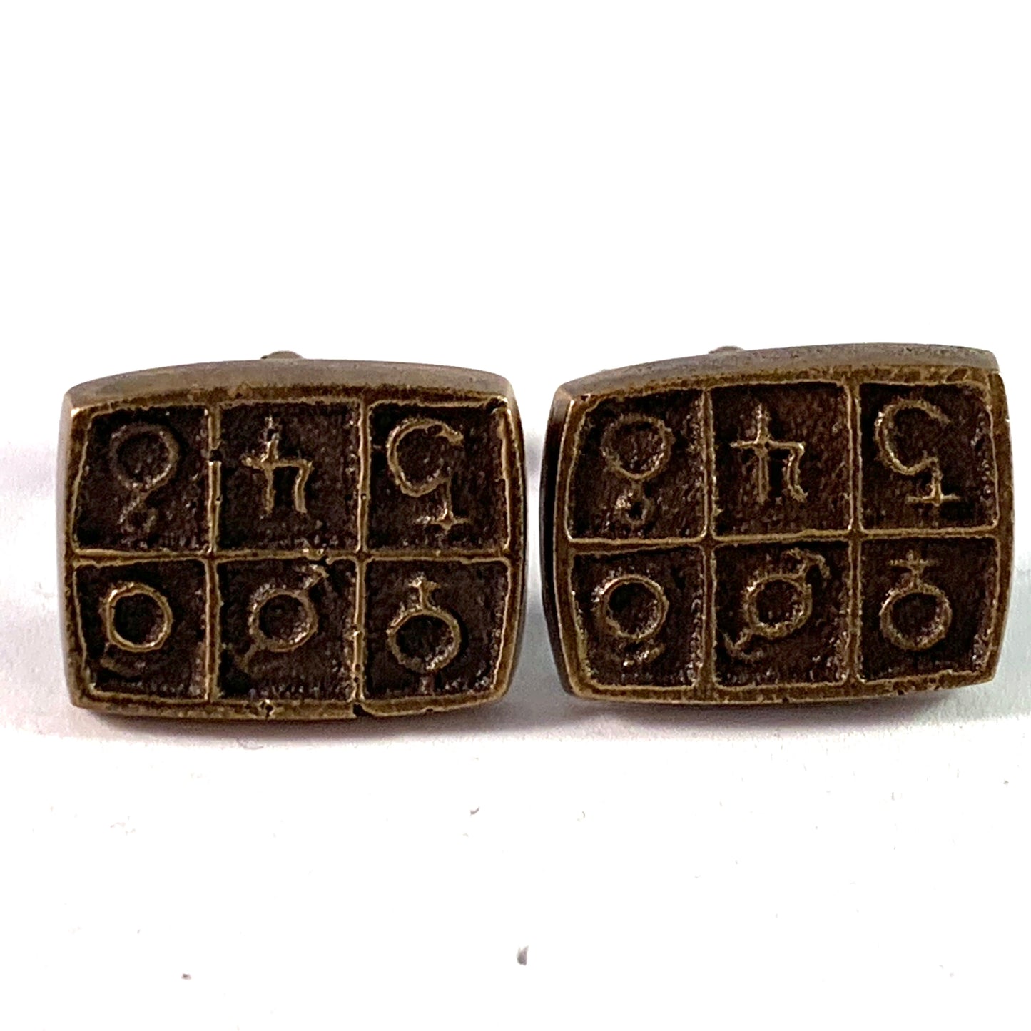 Robbert, Sweden 1970s Large Chunky Bronze Cufflinks.