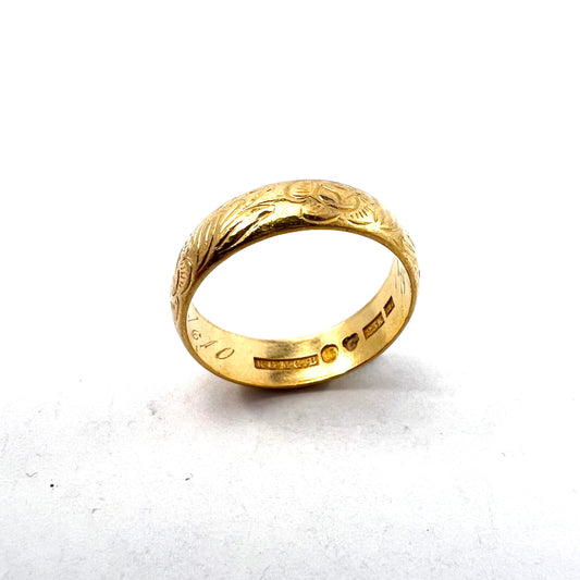 Markström, Sweden year 1910. Antique 23k Gold Art Nouveau Men's Wedding Band Ring. 8.2gram