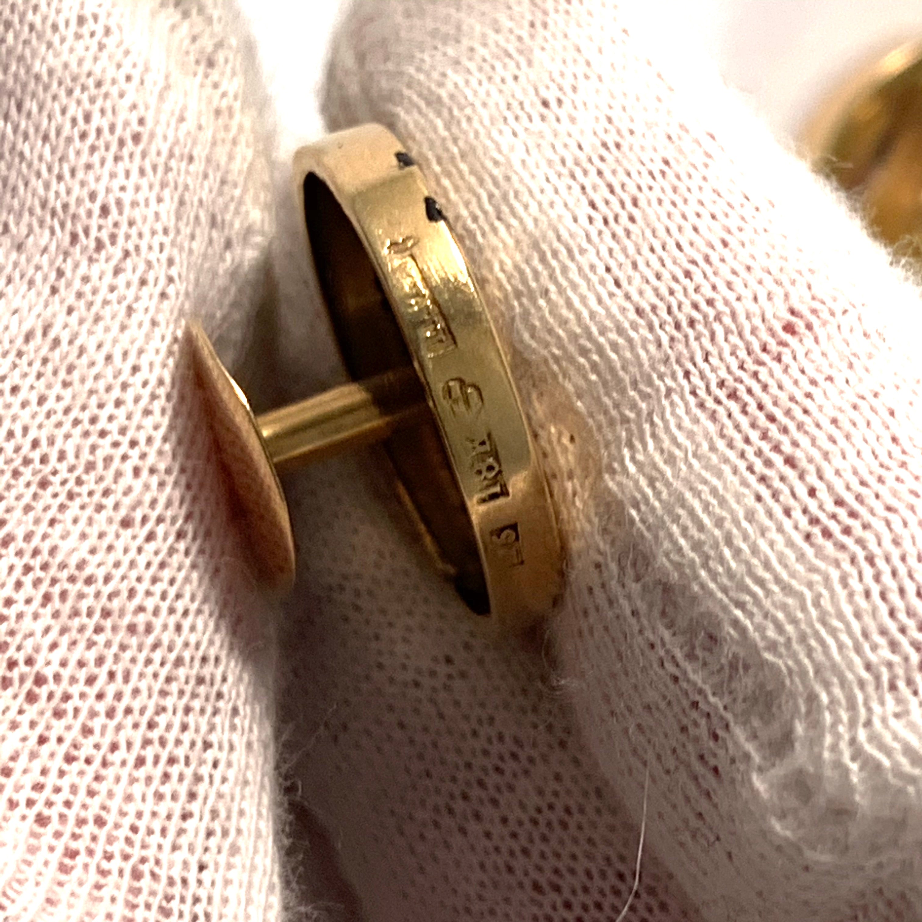 Jacob E Torsk, Sweden 1864, Victorian 18k Gold Buttons.