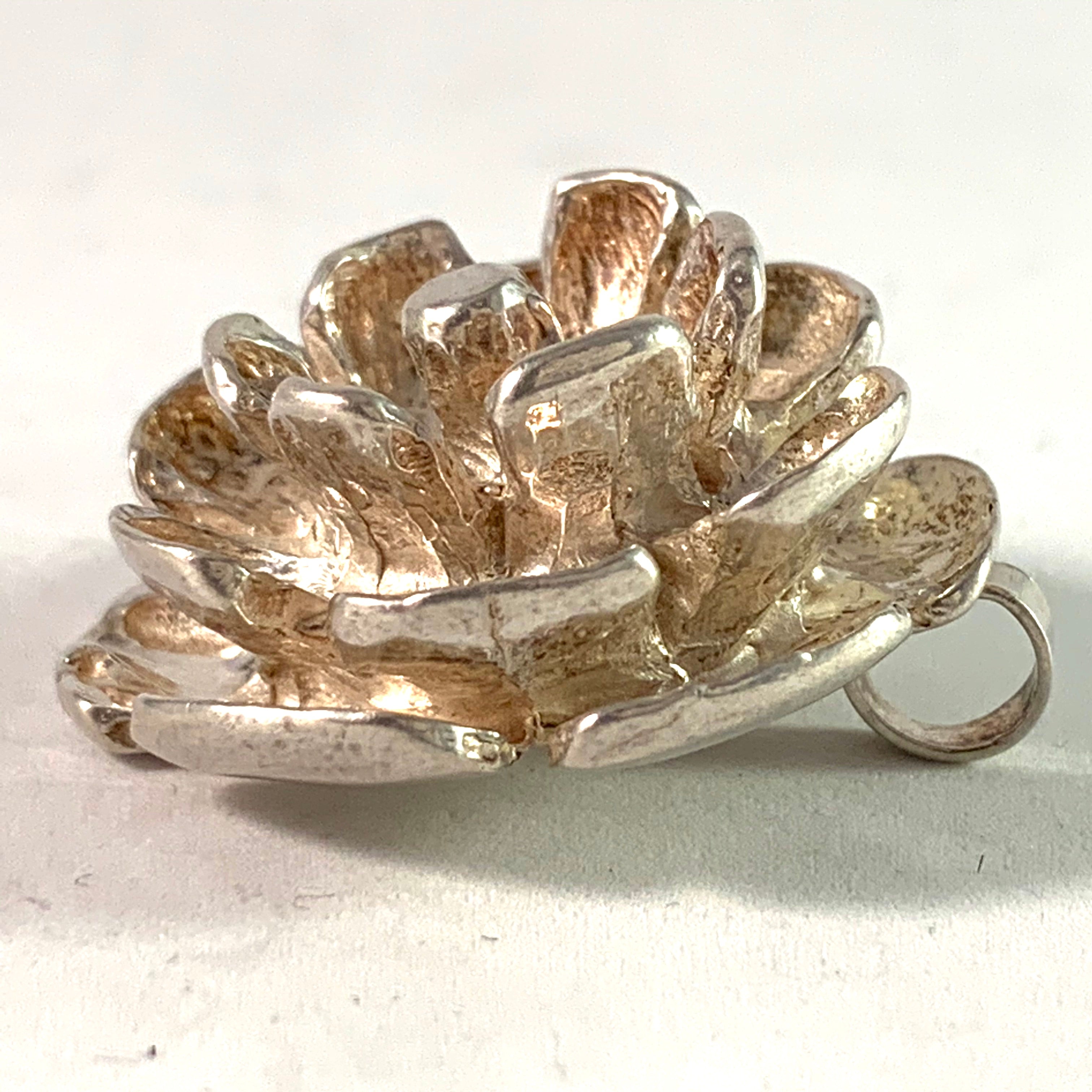 Bronsil, Sweden Vintage Sterling Silver Flower Pendant.